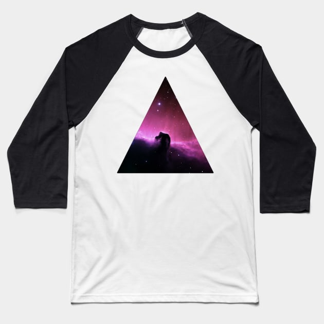 Purple Horsehead Nebula Triangle Baseball T-Shirt by luckylucy